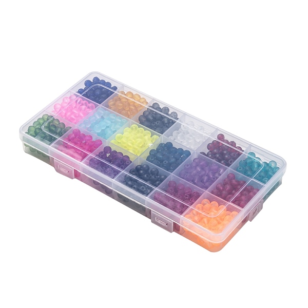 

PandaHall 18 Colors Transparent Glass Beads, for Beading Jewelry Making, Frosted, Round, Mixed Color, 6mm, Hole: 1.3~1.6mm, about..., Multicolor