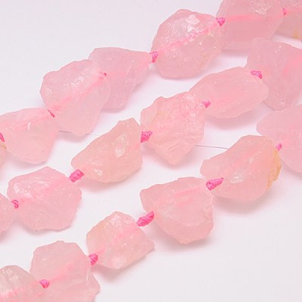 

PandaHall Natural Rose Quartz Beads Strands, Nuggets, Pink, 18~35x15~26x9~21mm, Hole: 1mm Rose Quartz Nuggets Pink