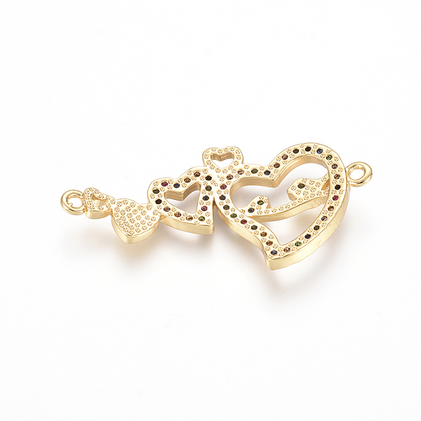 

PandaHall Brass Micro Pave Cubic Zirconia Links connectors, Heart with Bird, Colorful, Golden, 16.5x33.5x3.5mm, Hole: 1.4mm Brass+Cubic...
