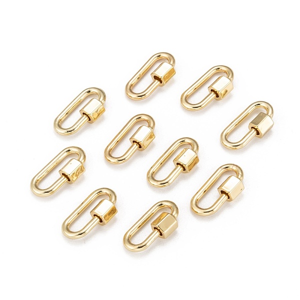 

PandaHall Brass Screw Carabiner Lock Charms, for Necklaces Making, Oval, Golden, 20x11.5x2mm, Screw: 6.5x6.5mm Brass Oval