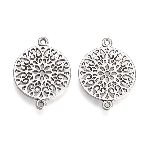 

PandaHall Tibetan Style Alloy Links connectors, Filigree Findings, Flat Round, Cadmium Free & Lead Free, Antique Silver, 24x18x1mm, Hole...