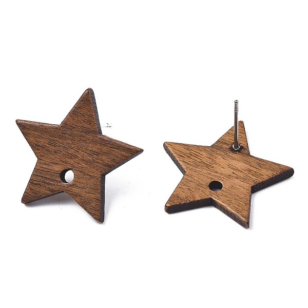 

PandaHall Walnut Wood Stud Earring Findings, with Hole and 304 Stainless Steel Pin, Star, Saddle Brown, 20x21.5mm, Hole: 2mm, Pin: 0.7mm...