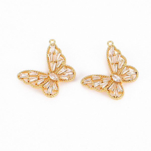 

PandaHall Brass Micro Pave Clear Cubic Zirconia Pendants, Butterfly, Real 18K Gold Plated, 19x22.5x4.5mm, Hole: 1.2mm Brass+Cubic Zirconia...