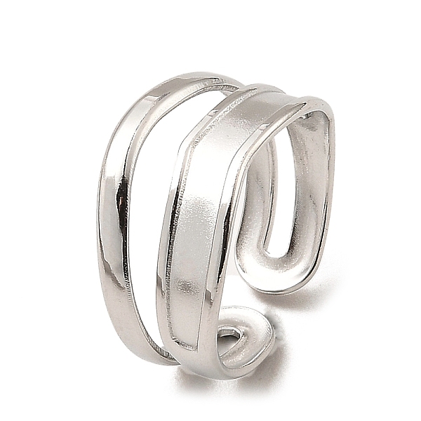 

PandaHall 304 Stainless Steel Open Cuff Rings, Double Lines, Stainless Steel Color, US Size 6 3/4(17.1mm) 304 Stainless Steel