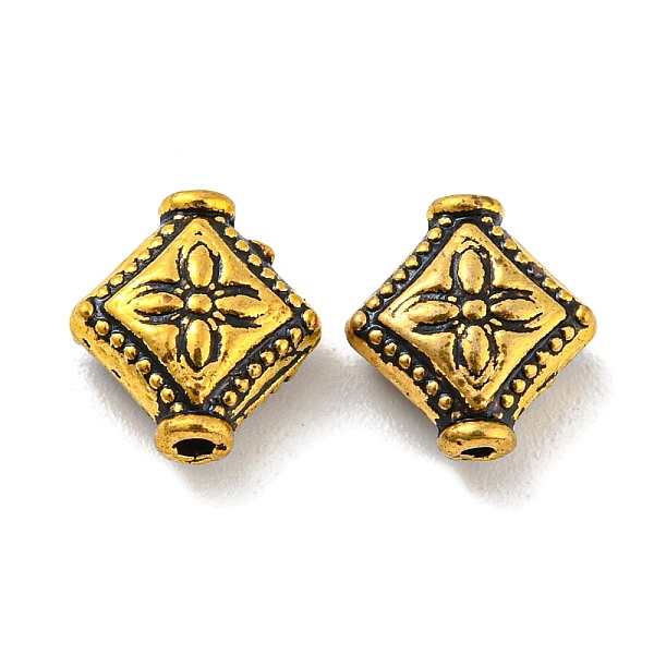 

PandaHall Tibetan Style Alloy Beads, Lead Free & Cadmium Free, Rhombus with Flower, Antique Golden, 10x9x4mm, Hole: 1mm, about 1136pcs/1000g...
