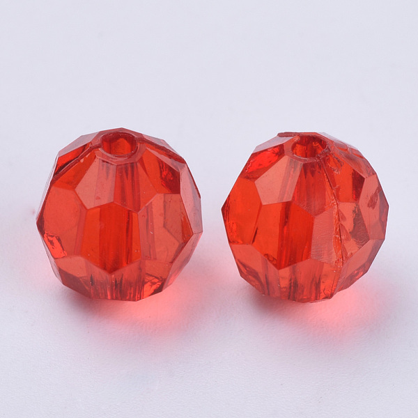 

PandaHall Transparent Acrylic Beads, Faceted, Round, Red, 20x19.5mm, Hole: 3mm, about 116pcs/500g Acrylic Round Red