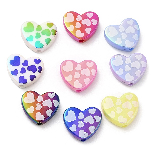 

PandaHall UV Plating Opaque Acrylic Beads, Iridescent, Heart, Mixed Color, 18x20.5x5.5mm, Hole: 2.5mm Acrylic Heart Multicolor