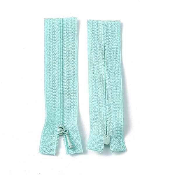 

PandaHall Nylon Garment Accessories, Zip-fastener Component Sets, Nylon Zipper & Alloy Zipper Puller, Light Sky Blue, 90~96x27x1mm Nylon
