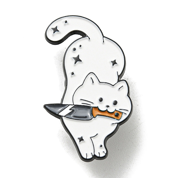 

PandaHall Cat Holding Knife Enamel Pins, Lovely Kitty Badge, Horrible Animal Killer Black Alloy Brooch for Backpack Clothes, White...
