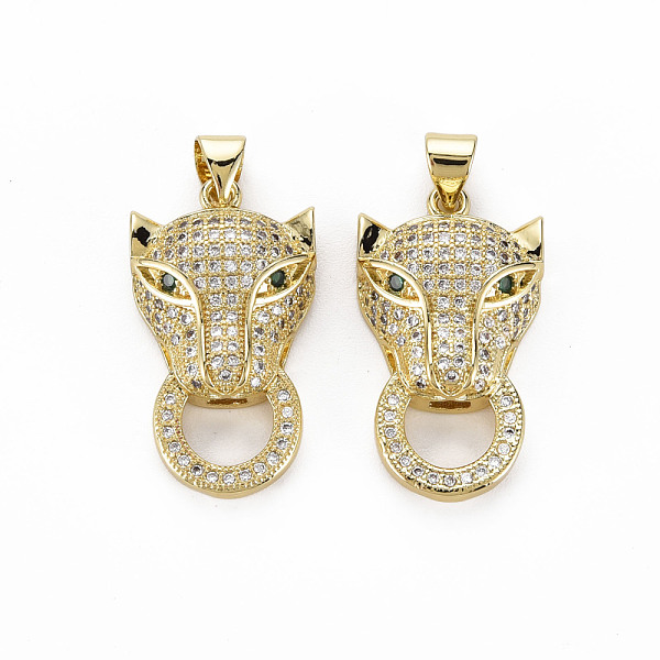 

PandaHall Brass Micro Pave Clear Cubic Zirconia Pendants, Nickel Free, Leopard, Real 18K Gold Plated, 25.5x14.5x6.5mm, Hole: 3x5mm...