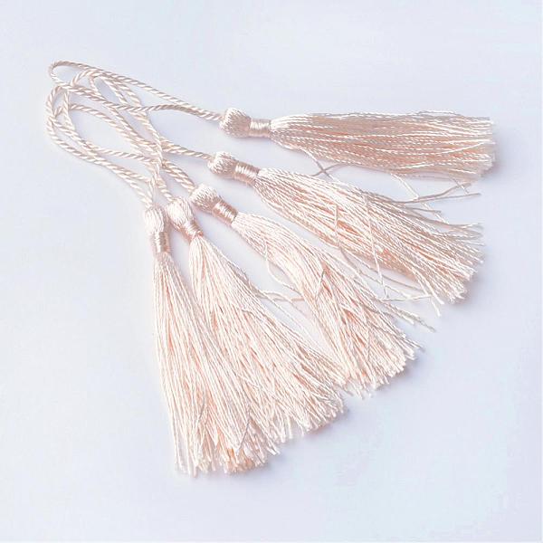 

PandaHall Polyester Tassel Decorations, Pendant Decorations, Bisque, 130x6mm, Tassel: 70~90mm Polyester Orange