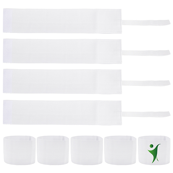 PandaHall CHGCRAFT 10Pcs White Armbands Outdoor Soccer Football Adjustable Hattain Armbands Flexible Sports Player Bands with Hook and Loop...