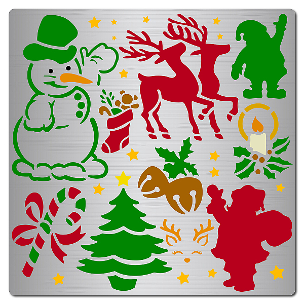 

PandaHall GORGECRAFT 6.3 x 6.3" Christmas Metal Stencils Santa Claus Stainless Steel Cutting Dies Stencil Reusable Snowman Elk Christmas...
