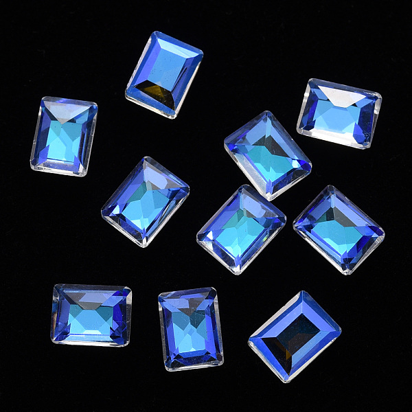 

PandaHall Rectangle Transparent Glass Cabochons, Nail Art Decoration Accessories, Faceted, Champagne Yellow, 8x6x3.5mm Glass Rectangle
