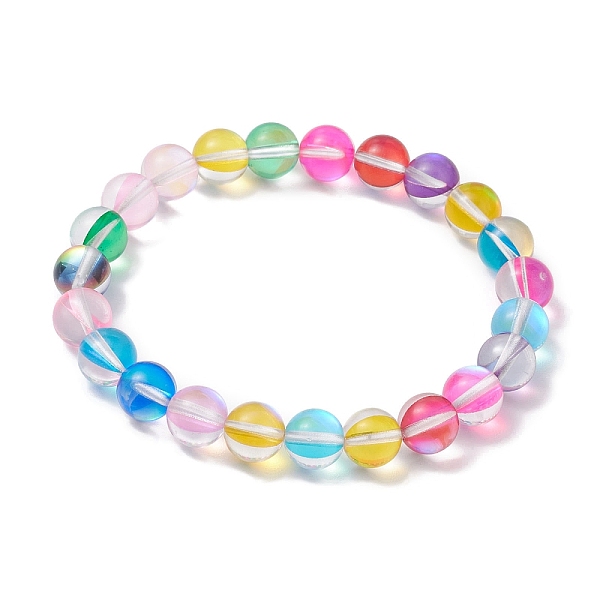 

PandaHall 8.5mm Round Synthetic Multi-Moonstone Stretch Bracelets for Women, Inner Diameter: 2 inch(5.2cm), 8.5mm Multi-Moonstone Round