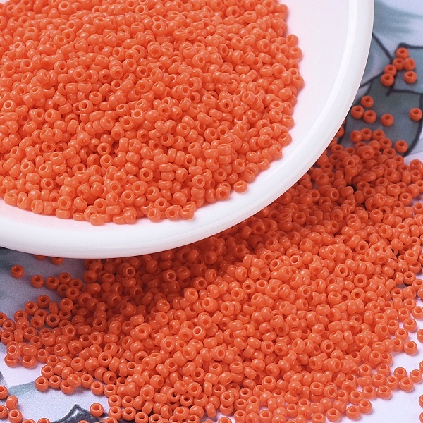 

PandaHall MIYUKI Round Rocailles Beads, Japanese Seed Beads, 11/0, (RR406) Opaque Orange, 2x1.3mm, Hole: 0.8mm, about 1111pcs/10g Glass...
