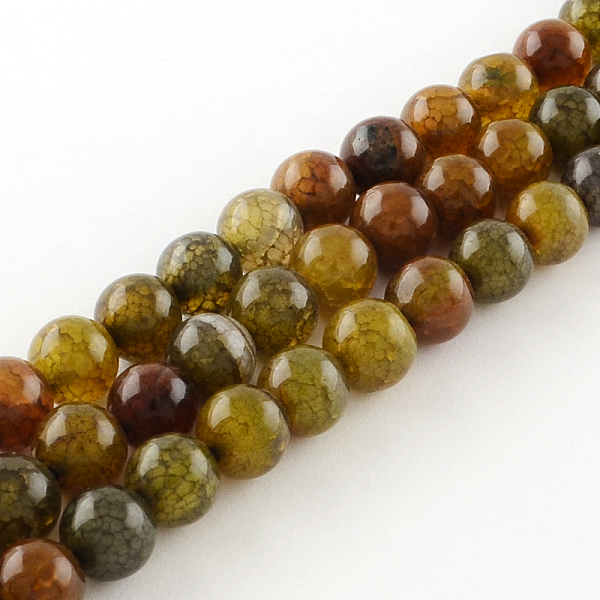 PandaHall Dyed Natural Dragon Veins Agate Round Bead Strands, 8mm, Hole: 1mm, about 48pcs/strand, 14.9 inch Dragon Veins Agate Round