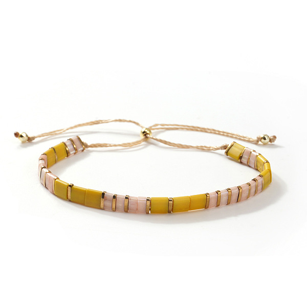 Bracciale scorrevole regolabile con piastrelle rettangolari in vetro da donna