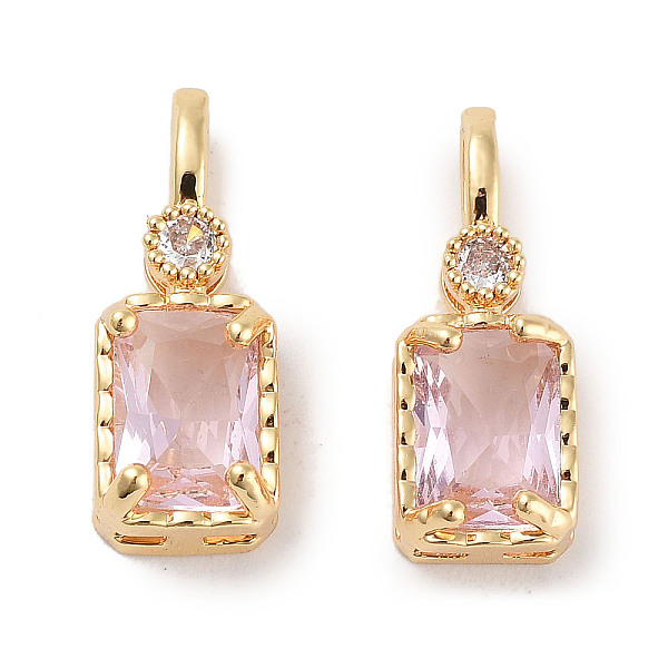 

PandaHall Brass Micro Pave Cubic Zirconia Pendants, Rectangle, Real 18K Gold Plated, Pink, 16~16.5x6x4.5mm, Hole: 2x3.5mm Brass+Cubic...