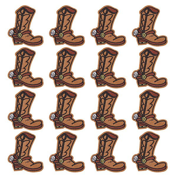 PandaHall FINGERINSPIRE 16PCS Cowboy Boots Iron On Patches 3.2x2.8 inch Computerized Embroidery Western Long Boot Appliques Non-Woven...