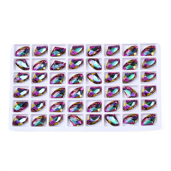 

PandaHall 48Pcs Glass Rhinestone Cabochons, Nail Art Decoration Accessories, Faceted, Violet, 14x9x5mm Glass Twist Purple