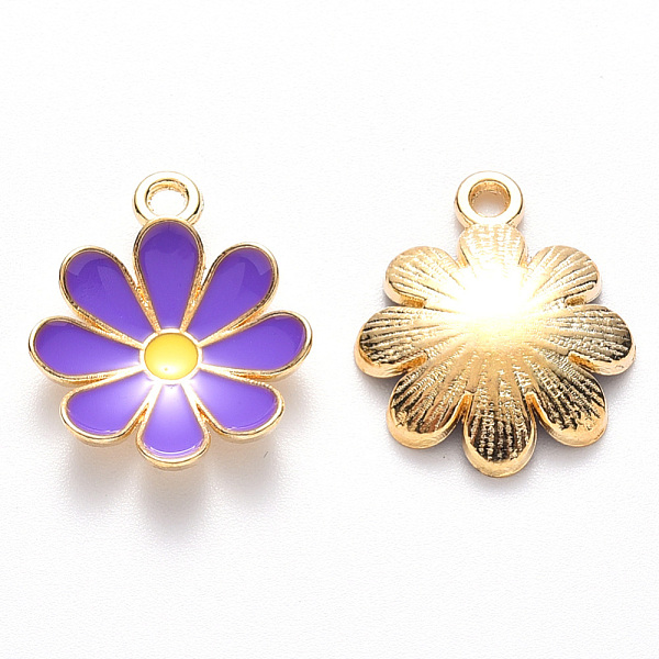 

PandaHall Alloy Enamel Pendants, Flower, Light Gold, Blue Violet, 19x16x3.5mm, Hole: 1.8mm Alloy+Enamel Flower Purple