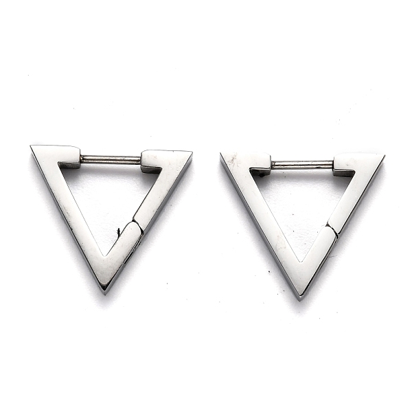 

PandaHall 304 Stainless Steel Triangle Huggie Hoop Earrings, Stainless Steel Color, 16x18x3mm, Pin: 1mm 304 Stainless Steel Triangle