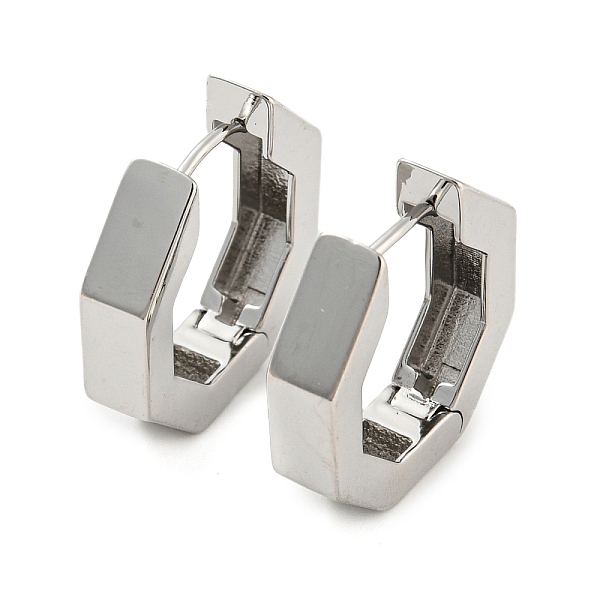 

PandaHall Brass Hoop Earrings, Octagon, Platinum, 22.5x5mm Brass Octagon