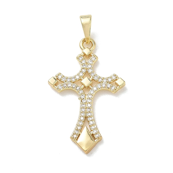 Pendentifs en laiton plaqué or de micro-pavés de zircone cubique transparente