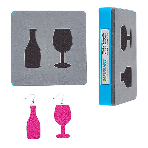 

PandaHall SUPERDANT Wooden Die Cutting Red Wine Bottle Cup Leather Cutting Dies Earrings Die Cut DIY Leather Craft Wood Cutting Machine Faux...