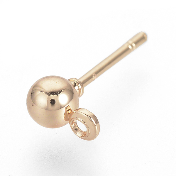 

PandaHall Iron Ball Stud Earring Findings, for DIY Earring Making, with Loop, Rose Gold, 6.5x4mm, Hole: 1mm, Pin: 0.8mm Iron Round