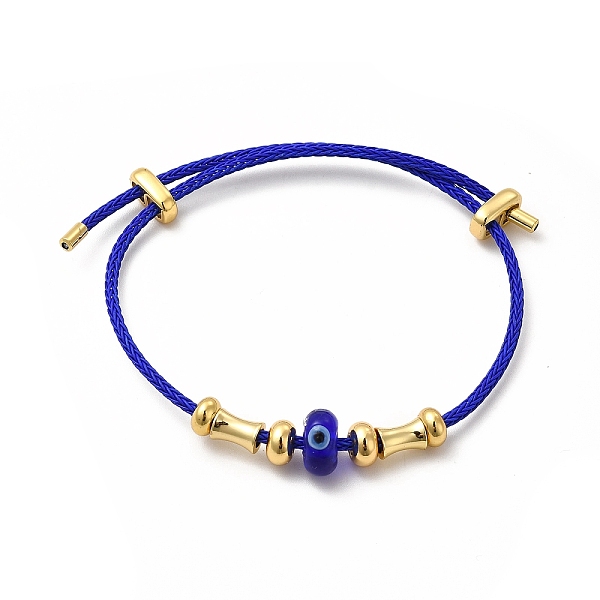 

PandaHall Lampwork Evil Eye & Brass Beaded Bangle, Stainless Steel Twist Rope Adjustable Bangle for Women, Blue, Inner Diameter: 2~3-1/2...