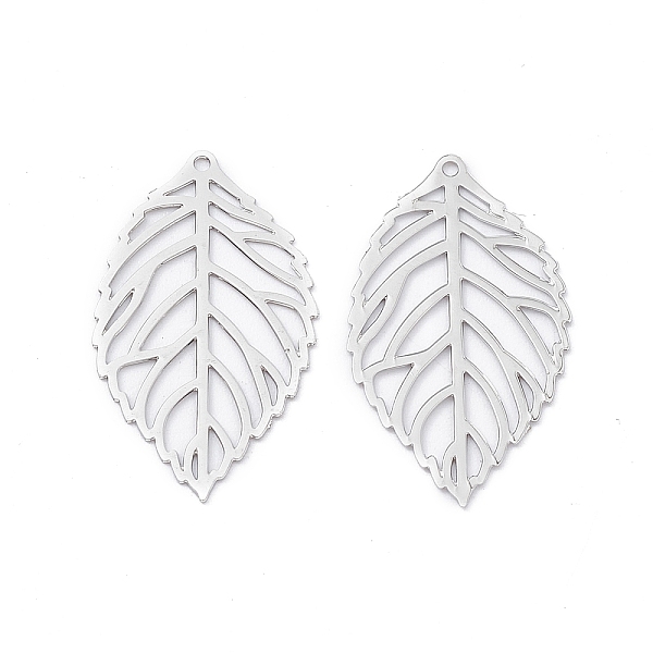 

PandaHall Brass Filigree Big Pendants, Etched Metal Embellishments, Long-Lasting Plated, Leaf, Platinum, 23.5x13x0.3mm, Hole: 0.8mm Brass...