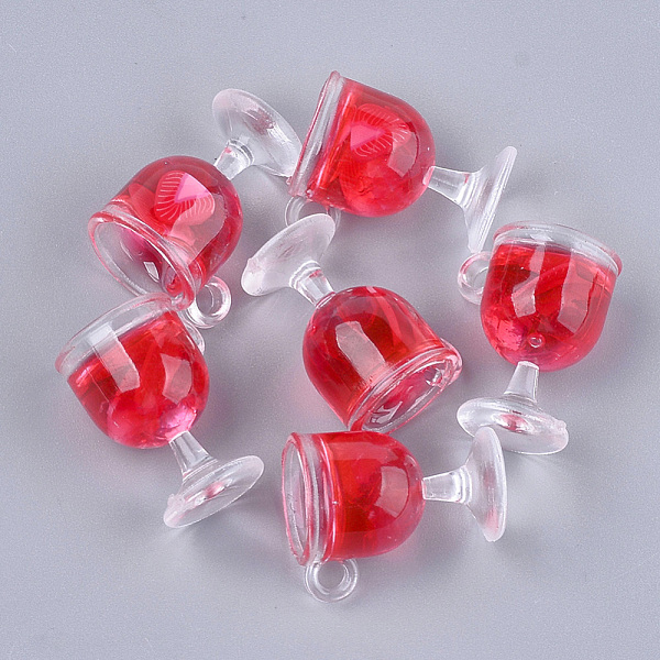 

PandaHall Resin Cup Pendants, with Polymer Clay, Wine Glass, Red, 18~18.5x15x12mm, Hole: 2.5mm Resin Tableware Red