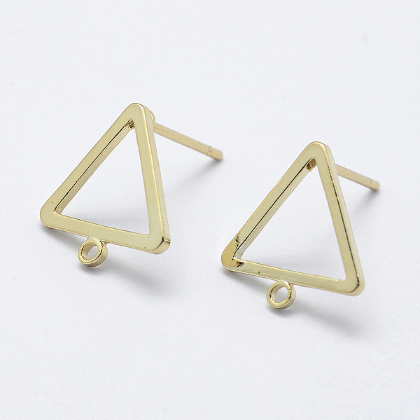 

PandaHall Brass Stud Earring Findings, with Loop, Long-Lasting Plated, Real 18K Gold Plated, Nickel Free, Triangle, 12.5x12x1mm, Hole: 1mm...
