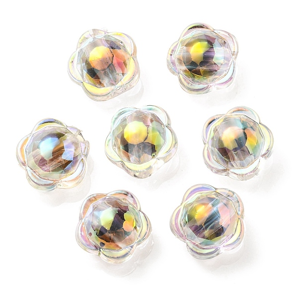 

PandaHall UV Plating Rainbow Iridescent Acrylic Beads, Two Tone Bead in Bead, Flower, Black, 12x12.5x8.5mm, Hole: 2.5mm Acrylic Flower Black