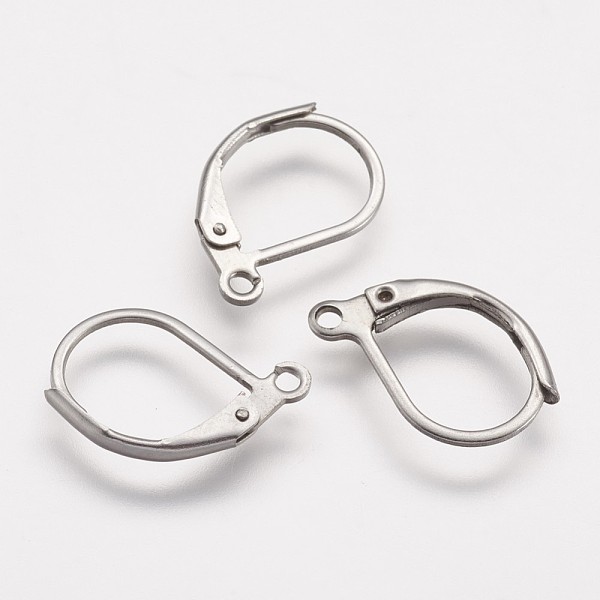 

PandaHall 316 Surgical Stainless Steel Leverback Earring Findings, with Loop, Stainless Steel Color, 15.8x10x1.8mm, Hole: 1.5mm 316 Surgical...