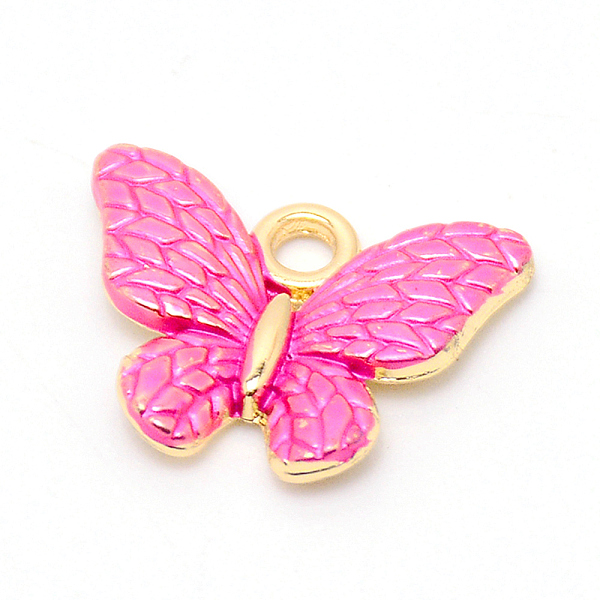 

PandaHall Alloy Enamel Pendant, Butterfly, Cadmium Free & Lead Free, Light Gold, Magenta, 13x17.5x2.5mm, Hole: 2mm Alloy+Enamel Butterfly..., Pink