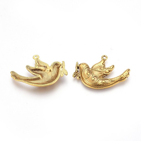 

PandaHall Tibetan Style Alloy Pendants, Peace Dove, Cadmium Free & Nickel Free & Lead Free, Antique Golden, 21x28x3mm, Hole: 1.5mm Alloy...