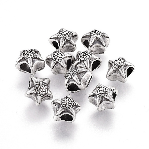 

PandaHall Tibetan Style Alloy Beads, Lead Free & Nickel Free & Cadmium Free, Starfish/Sea Stars, Thailand Sterling Silver Plated, 10x11x9mm...