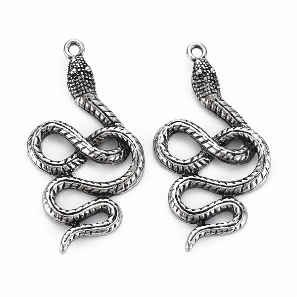 

PandaHall Tibetan Style Alloy Pendants, Cadmium Free & Lead Free, Snake, Antique Silver, 49x26x4.5mm, Hole: 2mm Alloy Snake