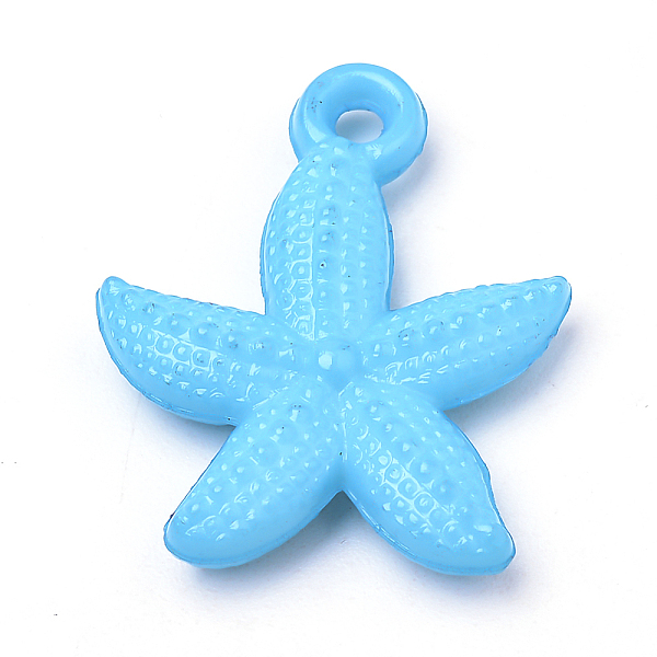 

PandaHall Opaque Acrylic Pendants, Starfish/Sea Stars, Dodger Blue, 23.5x19x4mm, Hole: 2mm, about 830pcs/500g Acrylic Starfish Blue