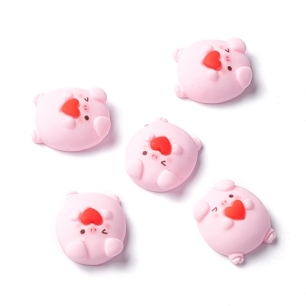 

PandaHall Resin Cabochons, Pig with Heart, Pink, 19x17x8.5mm Resin Pig Pink