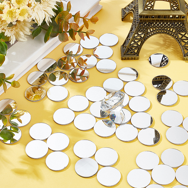 

PandaHall 200pcs Mini Size Round Mirror Adhesive Small Glass Mirror Tiles Decorative Mosaic Mirror Tiles for Arts and Crafts Projects..., Silver