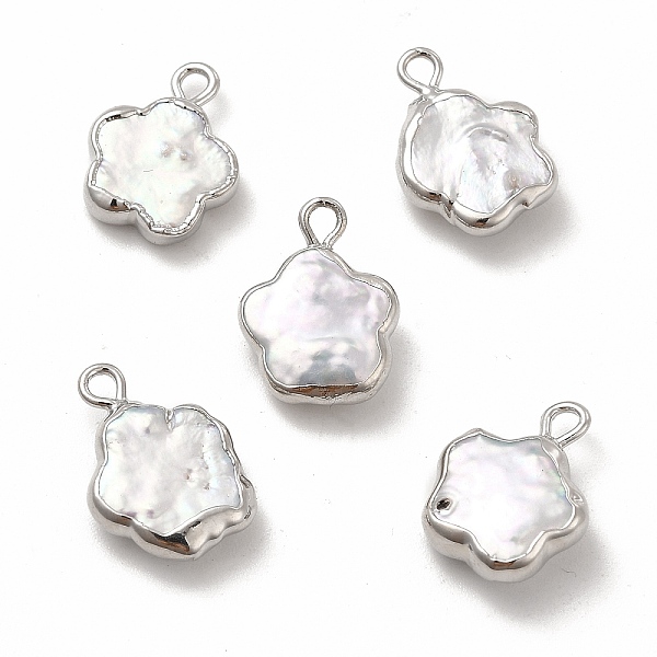 

PandaHall Baroque Natural Keshi Pearl Connector Charms, Flower Links, with Brass Double Loops, Platinum, 14~15x11~12x3~5mm, Hole: 1.8mm...