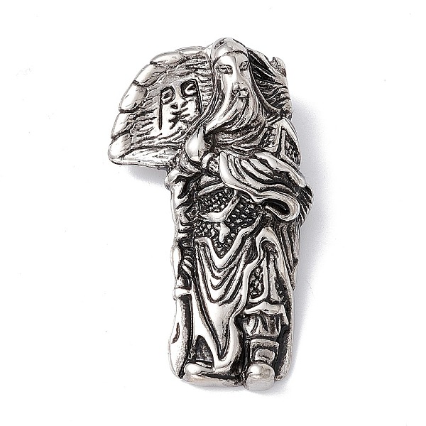 

PandaHall Tibetan Style 304 Stainless Steel Pendants, Vintage Guan Yu Figurine Charm, Antique Silver, 46x26x7mm, Hole: 10x5.2mm 304...
