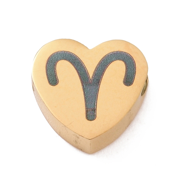 

PandaHall 304 Stainless Steel Beads, Heart with Constellation Pattern, Golden, Aries, 7.5x8x3mm, Hole: 2mm 304 Stainless Steel Aries