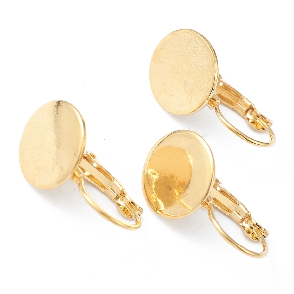 

PandaHall 304 Stainless Steel Leverback Earring Findings, with Flat Round Setting for Cabochon, Real 18k Gold Plated, 22x12x11.5mm, Pin...