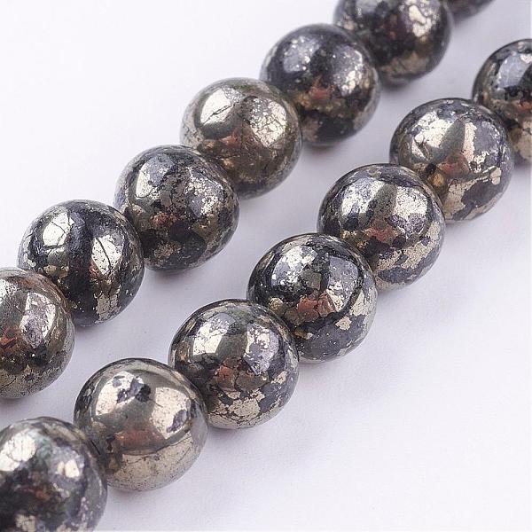 

PandaHall Natural Pyrite Beads Strands, Round, 8mm, Hole: 1mm, about 48pcs/strand, 16 inch Pyrite Round