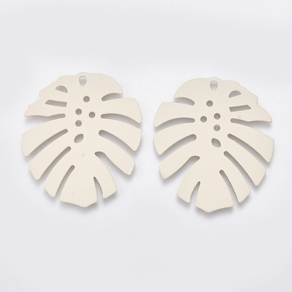 

PandaHall Spray Painted Iron Pendants, Tropical Leaf Charms, Monstera Leaf, Linen, 36x31.5x1mm, Hole: 1.5mm Iron Leaf Brown